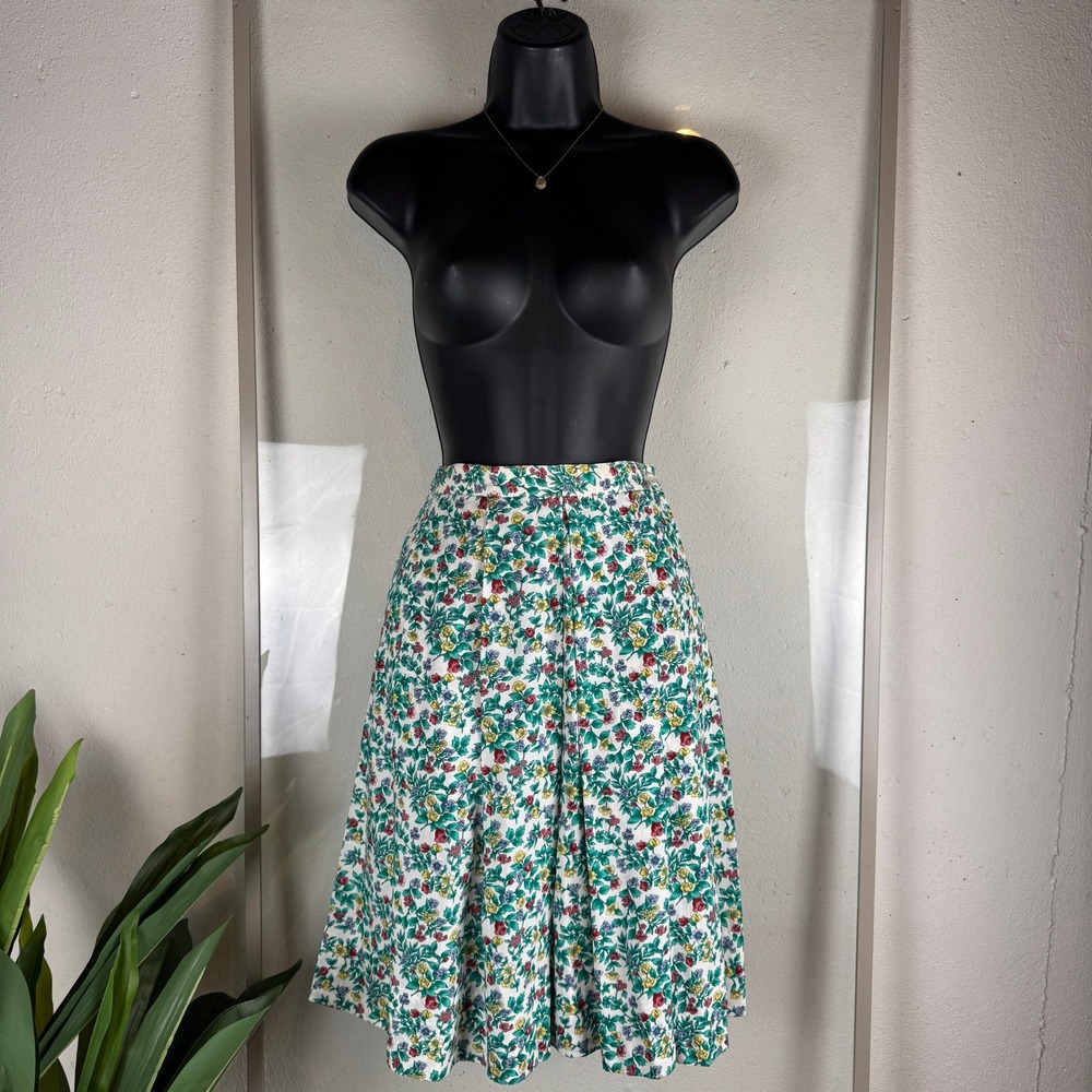 Cottagecore Spring Garden Party Vintage 90s‎ Floral Talbots Midi Skirt Womens XS